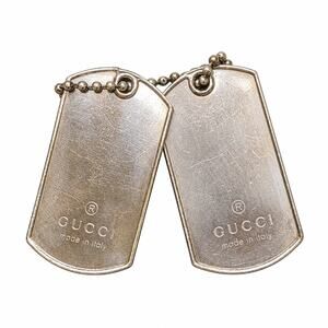 Gucci Double Dog Tag 925 Sterling Silver Necklace 24 Inch Ball Chain 50g
